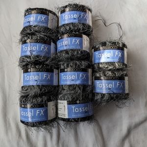 Berroco Tassel FX Art Yarn Black With Twisted Black Silver Tassels - 10 balls